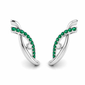 Platinum Diamond Earrings With Emerald for Women JL PT E NL8655