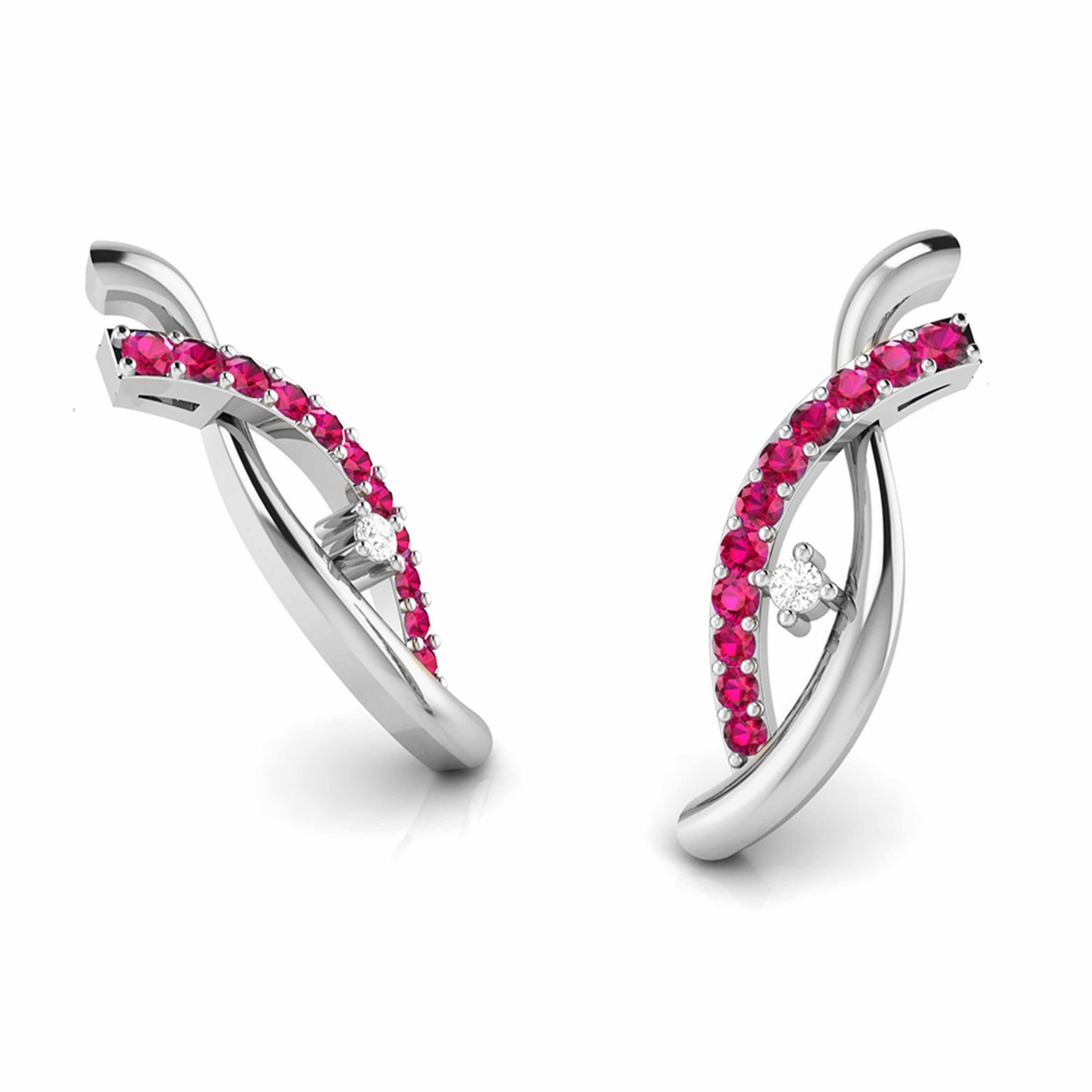 Platinum Diamond Earrings With Emerald for Women JL PT E NL8655