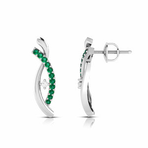 Platinum Diamond Earrings With Emerald for Women JL PT E NL8655