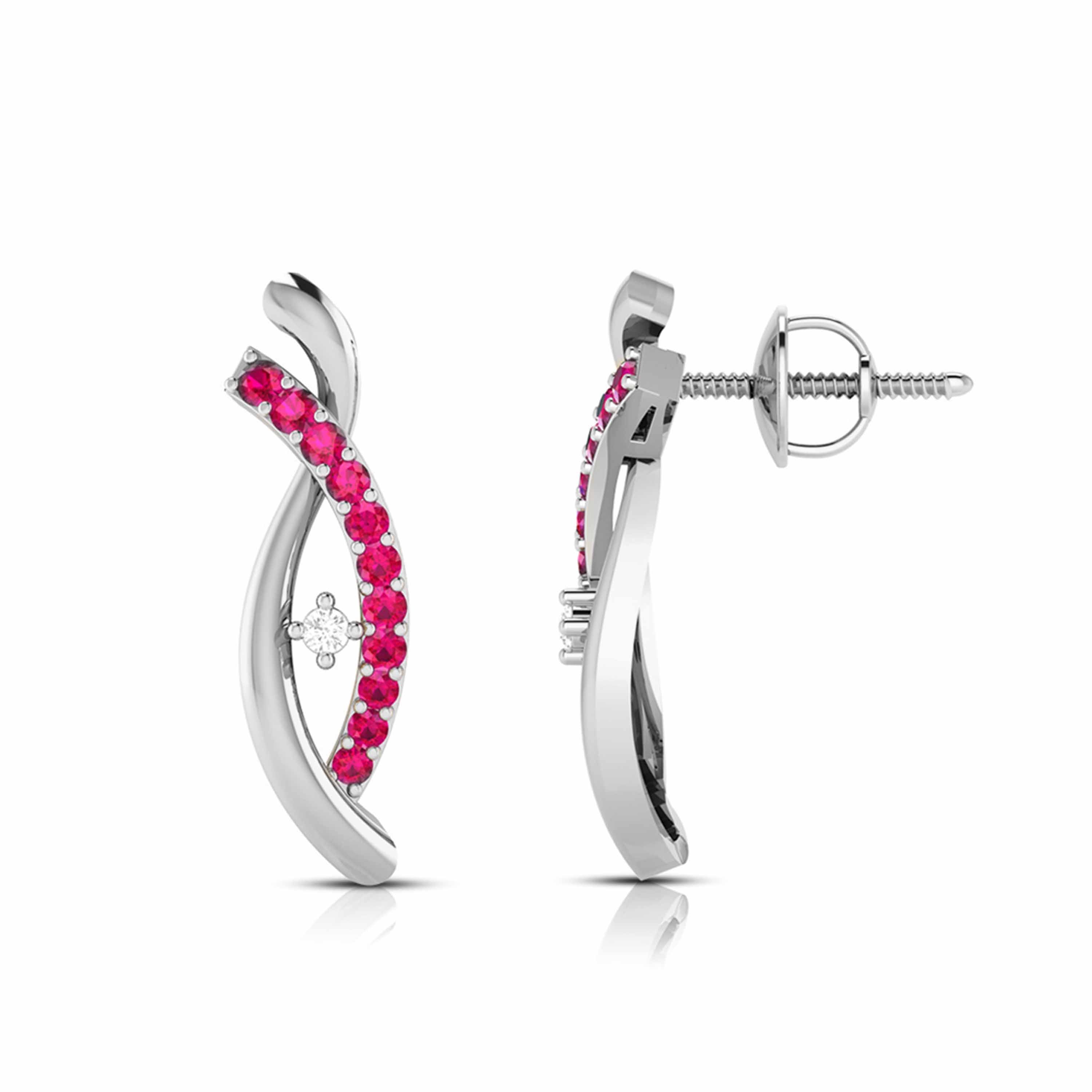 Platinum Diamond Earrings With Emerald for Women JL PT E NL8655