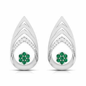 Platinum Diamond Earrings With Emerald for Women JL PT E NL8657
