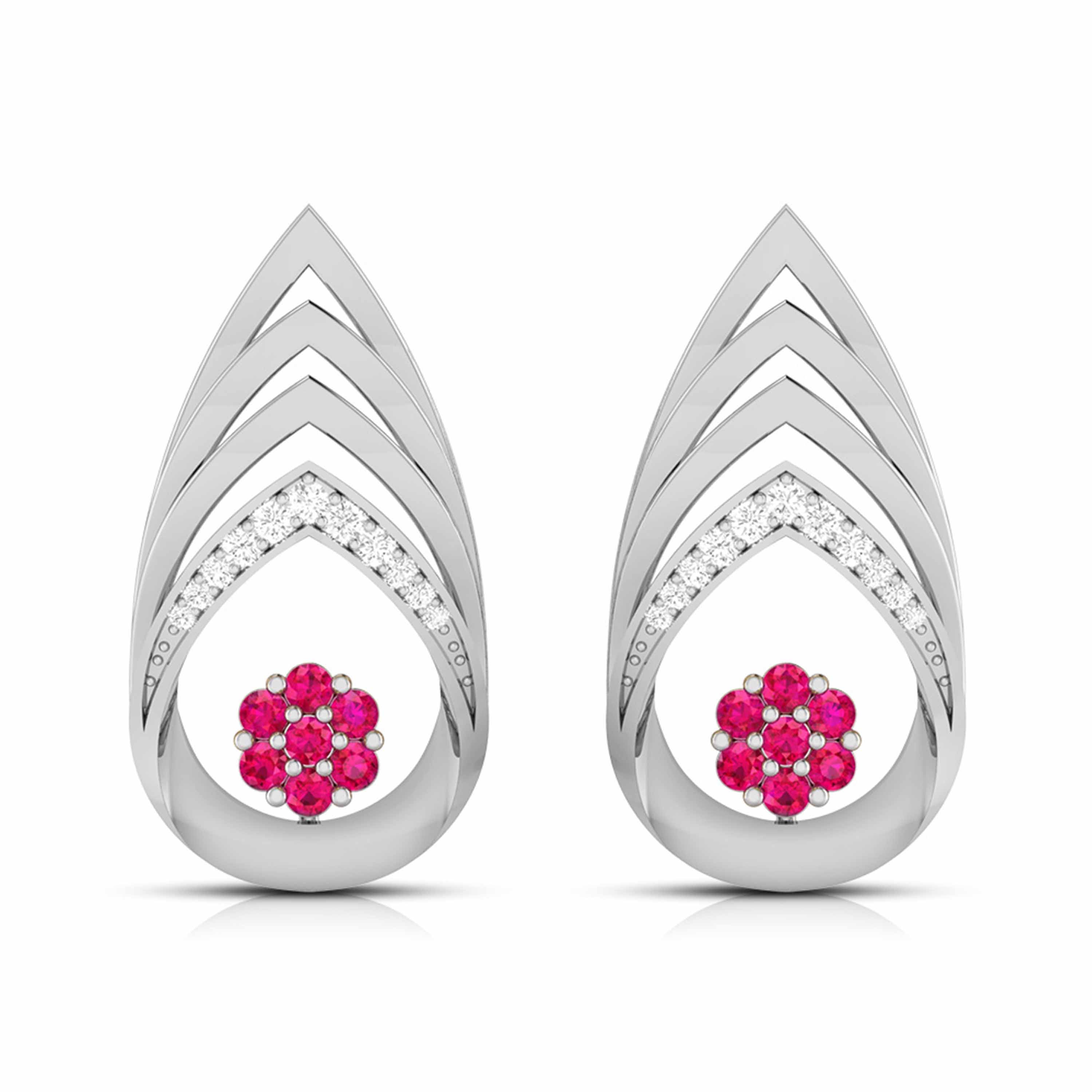 Platinum Diamond Earrings With Emerald for Women JL PT E NL8657