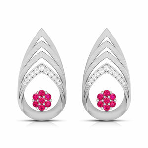 Platinum Diamond Earrings With Emerald for Women JL PT E NL8657