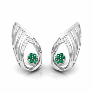 Platinum Diamond Earrings With Emerald for Women JL PT E NL8657