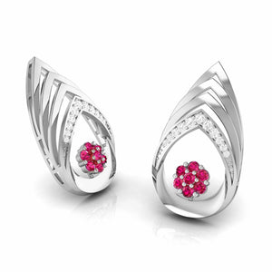 Platinum Diamond Earrings With Emerald for Women JL PT E NL8657
