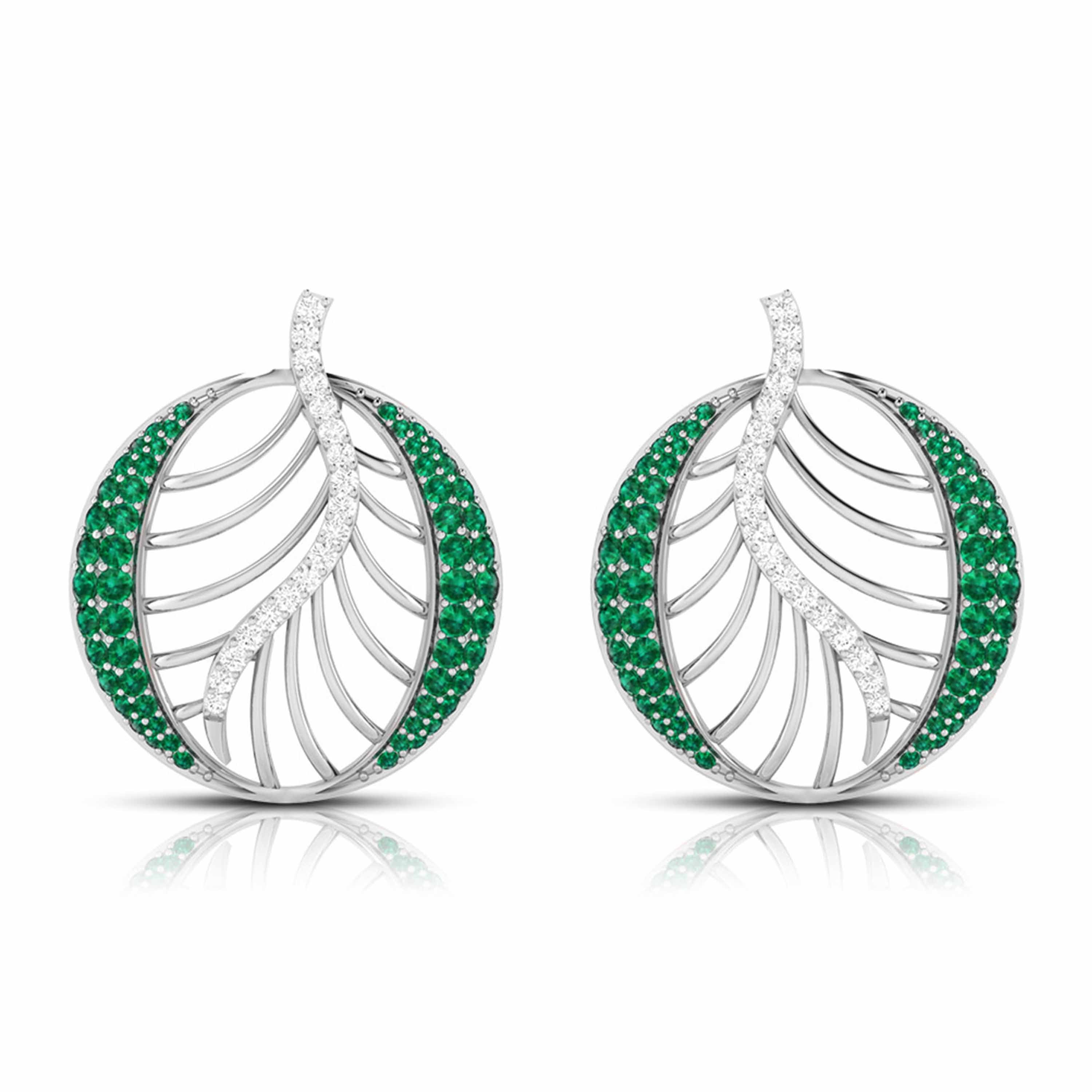 Platinum Diamond Earrings With Emerald for Women JL PT E NL8661  Green Jewelove.US