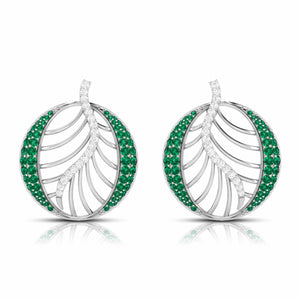 Platinum Diamond Earrings With Emerald for Women JL PT E NL8661  Green Jewelove.US