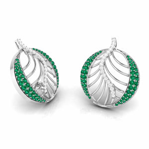 Platinum Diamond Earrings With Emerald for Women JL PT E NL8661   Jewelove.US