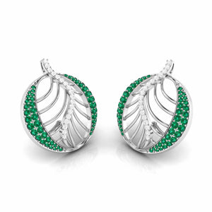 Platinum Diamond Earrings With Emerald for Women JL PT E NL8661   Jewelove.US