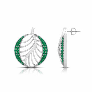 Platinum Diamond Earrings With Emerald for Women JL PT E NL8661   Jewelove.US