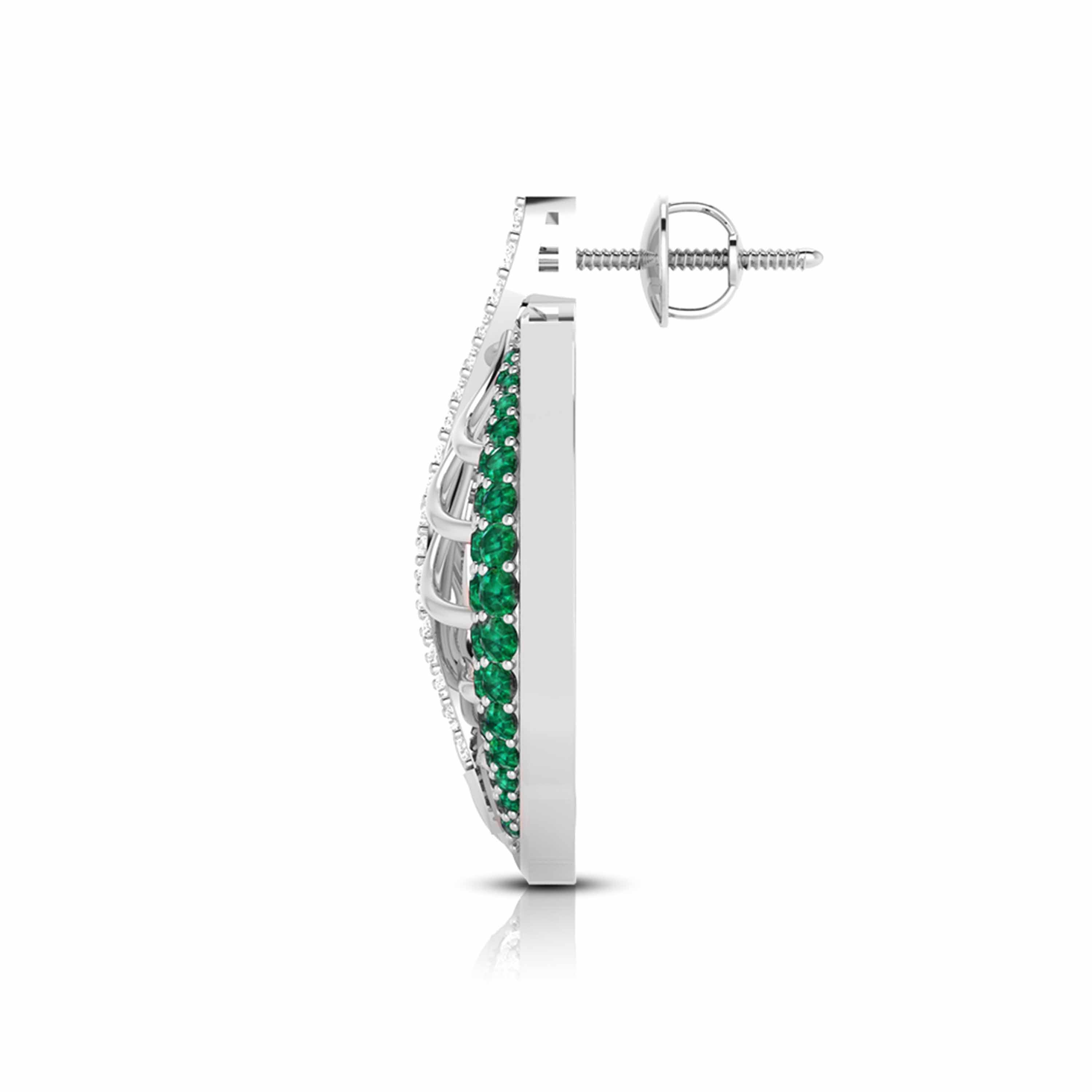 Platinum Diamond Earrings With Emerald for Women JL PT E NL8661   Jewelove.US