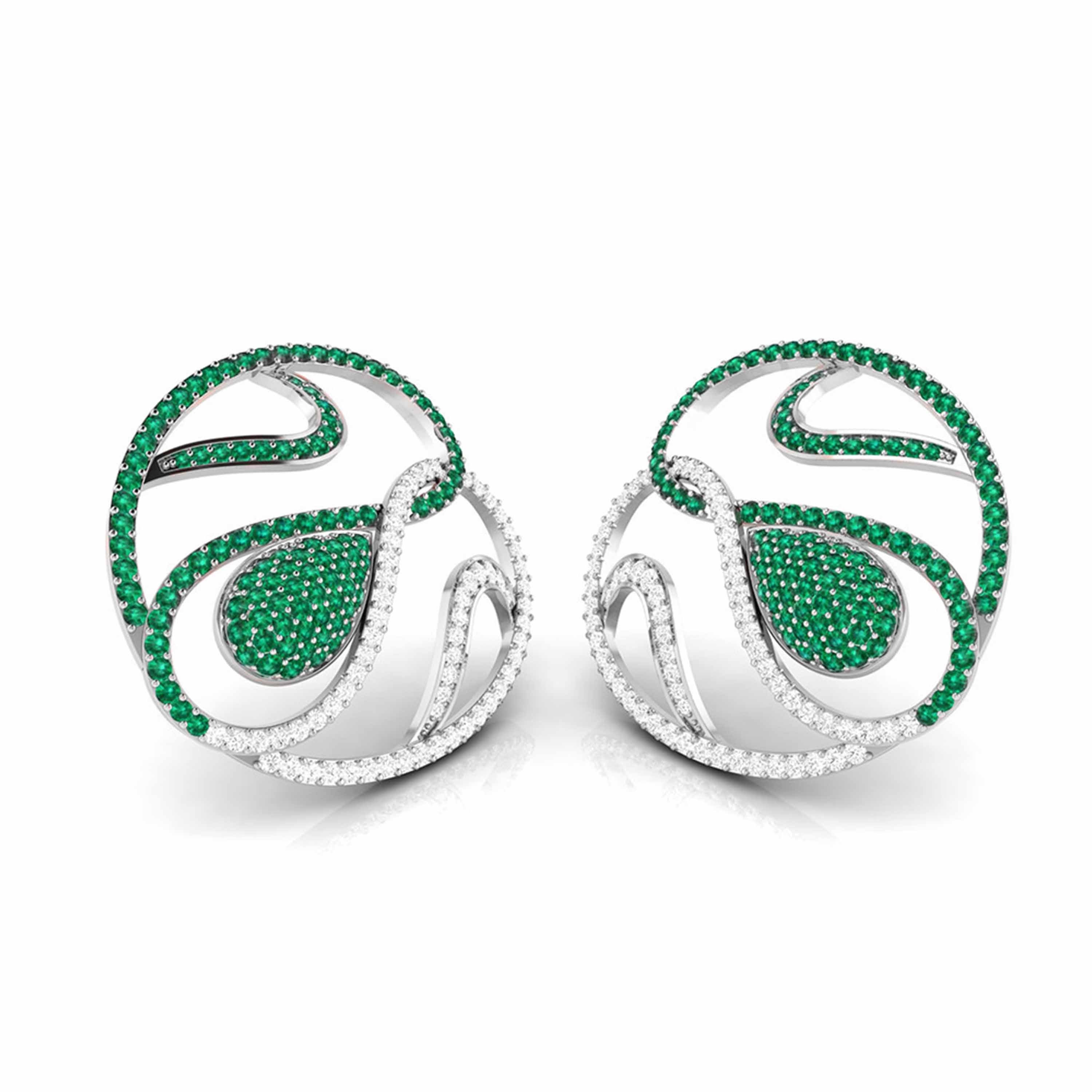 Designer Platinum Diamond Earrings With Emerald for Women JL PT E NL8662