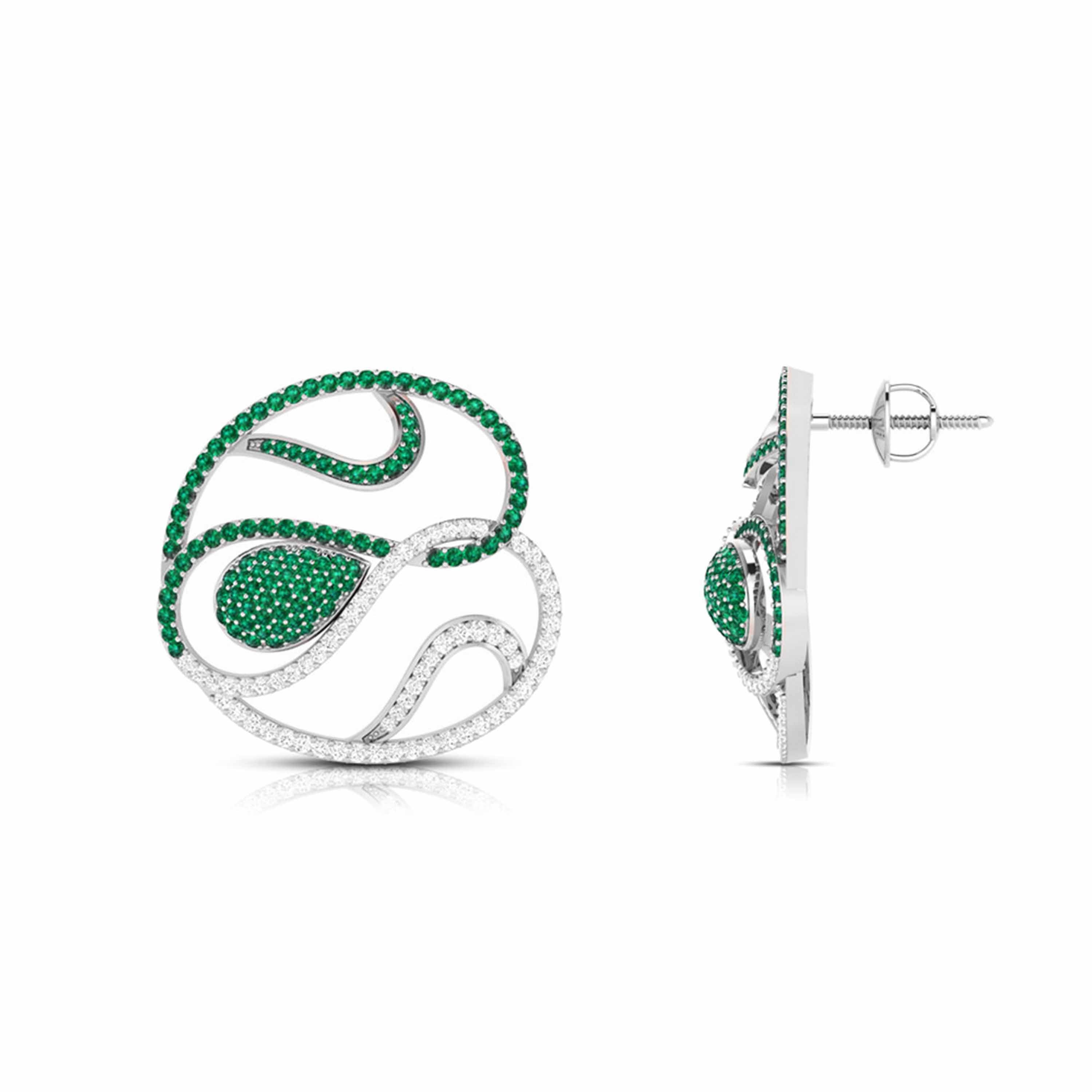 Designer Platinum Diamond Earrings With Emerald for Women JL PT E NL8662