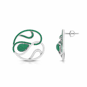 Designer Platinum Diamond Earrings With Emerald for Women JL PT E NL8662