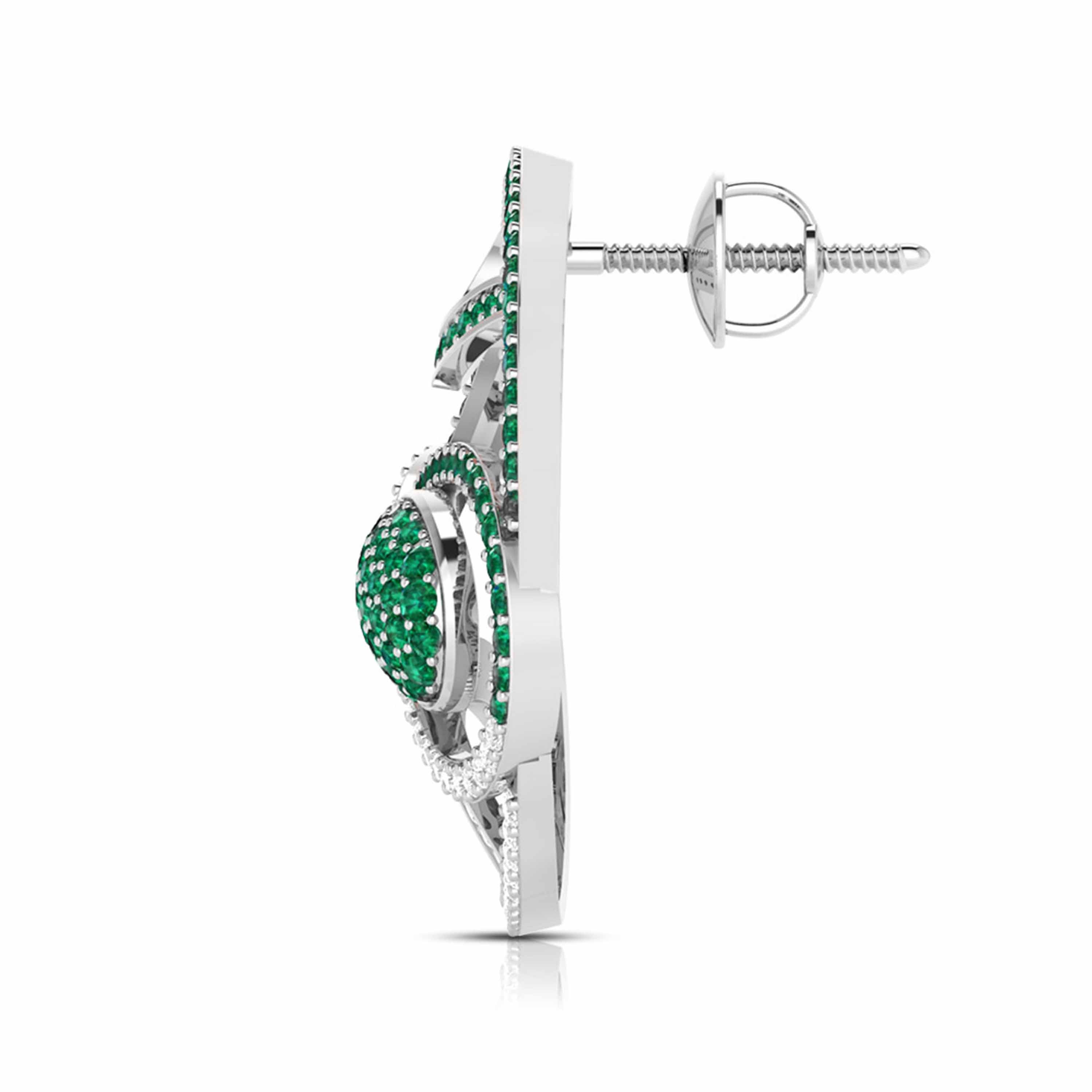 Designer Platinum Diamond Earrings With Emerald for Women JL PT E NL8662