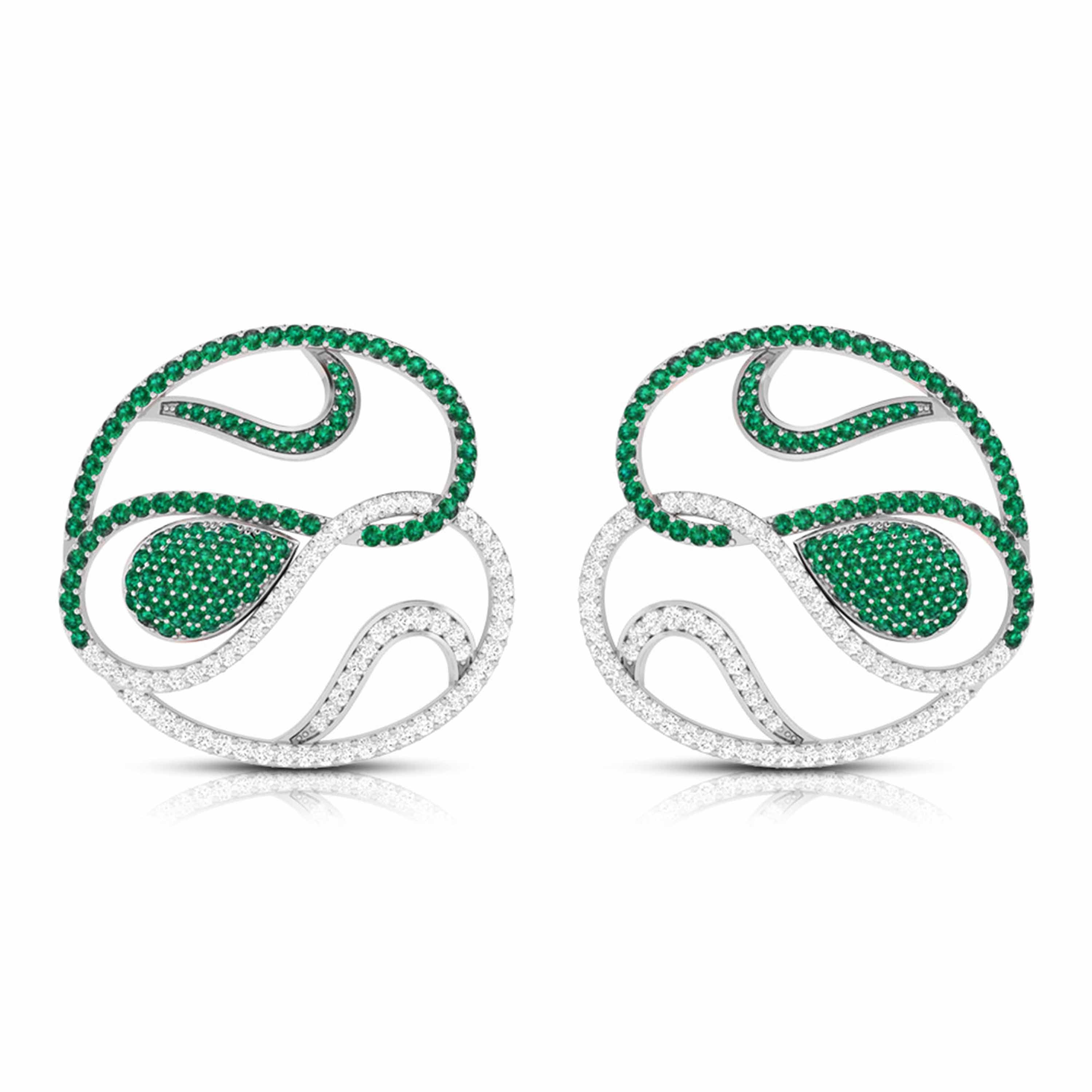Designer Platinum Diamond Earrings With Emerald for Women JL PT E NL8662