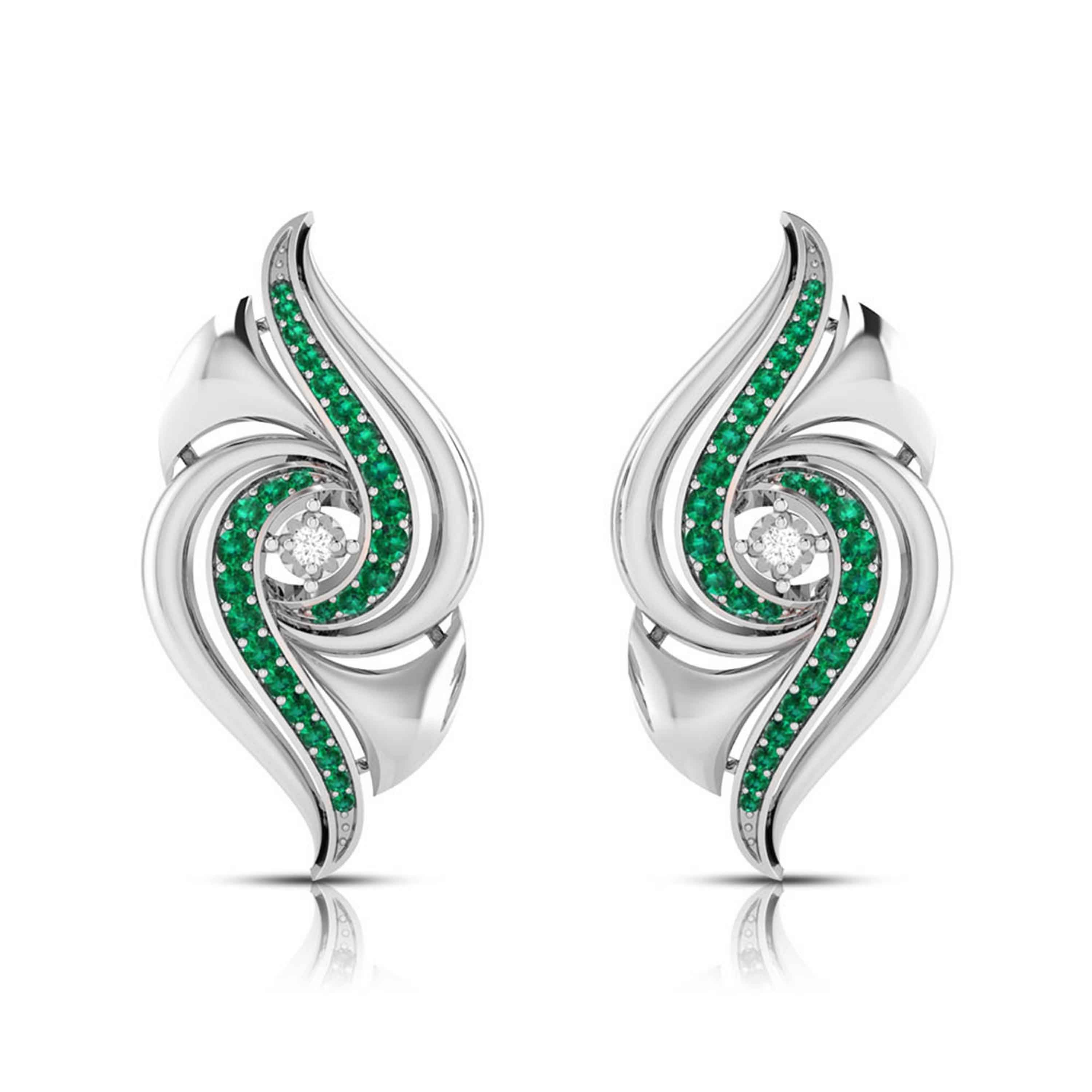 Designer Platinum Diamond Earrings With Emerald for Women JL PT E NL8674  Green Jewelove.US