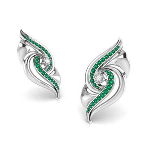 Designer Platinum Diamond Earrings With Emerald for Women JL PT E NL8674   Jewelove.US