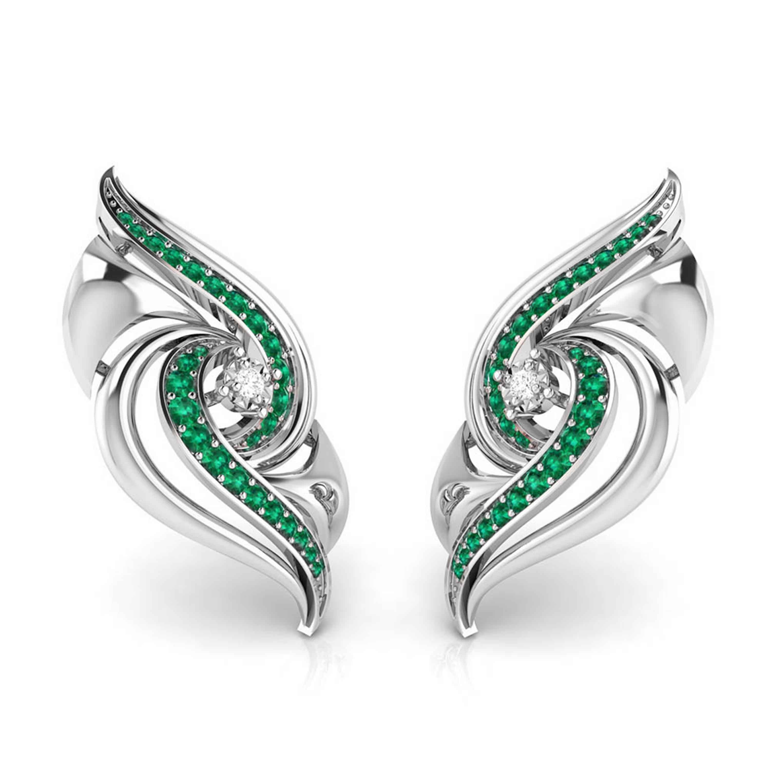 Designer Platinum Diamond Earrings With Emerald for Women JL PT E NL8674   Jewelove.US