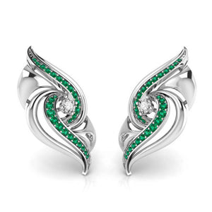 Designer Platinum Diamond Earrings With Emerald for Women JL PT E NL8674   Jewelove.US