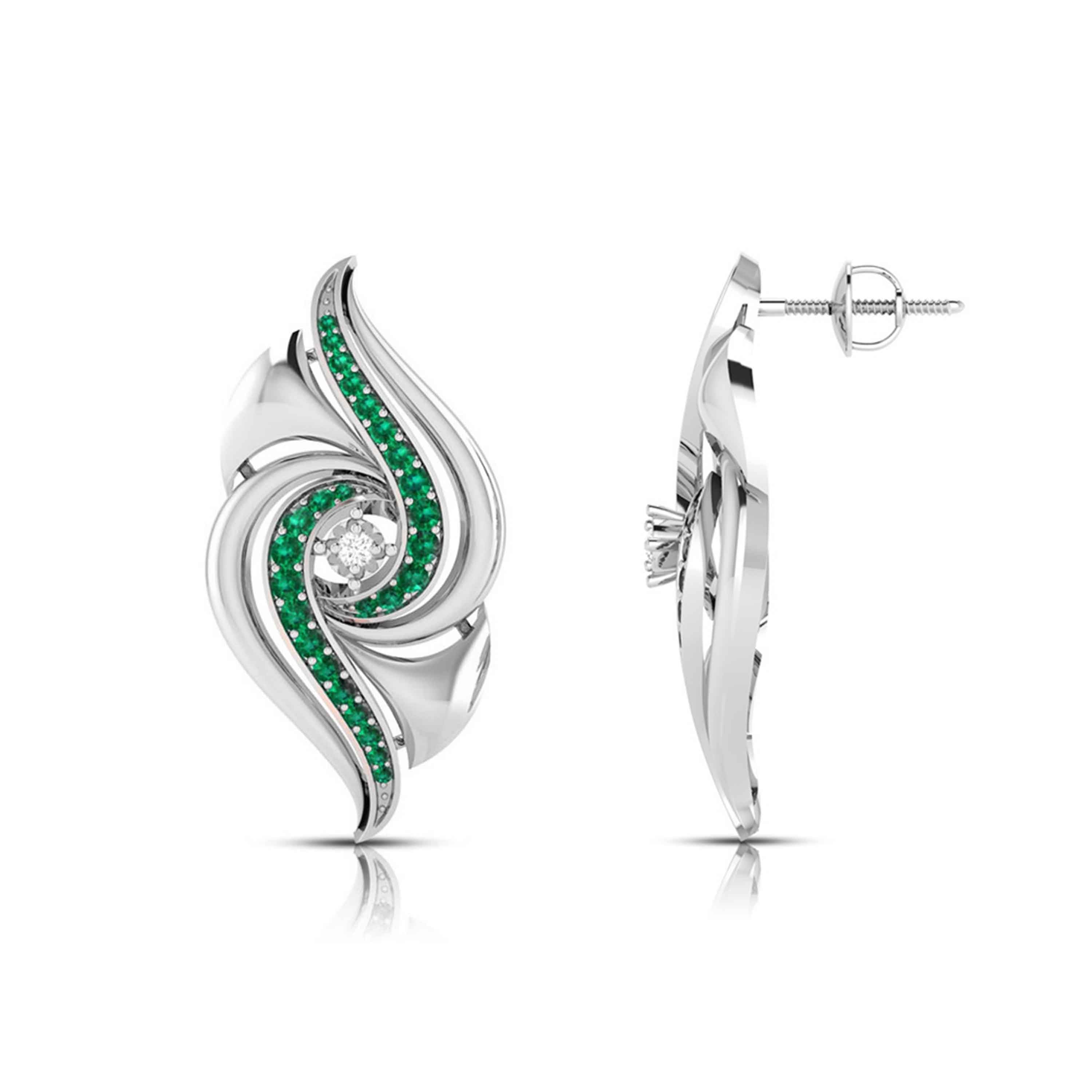 Designer Platinum Diamond Earrings With Emerald for Women JL PT E NL8674   Jewelove.US
