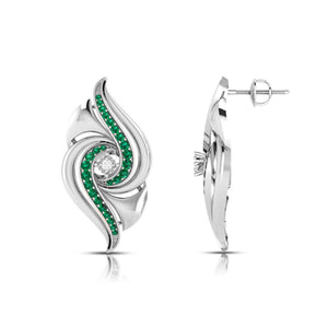 Designer Platinum Diamond Earrings With Emerald for Women JL PT E NL8674   Jewelove.US