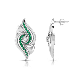 Designer Platinum Diamond Earrings With Emerald for Women JL PT E NL8674