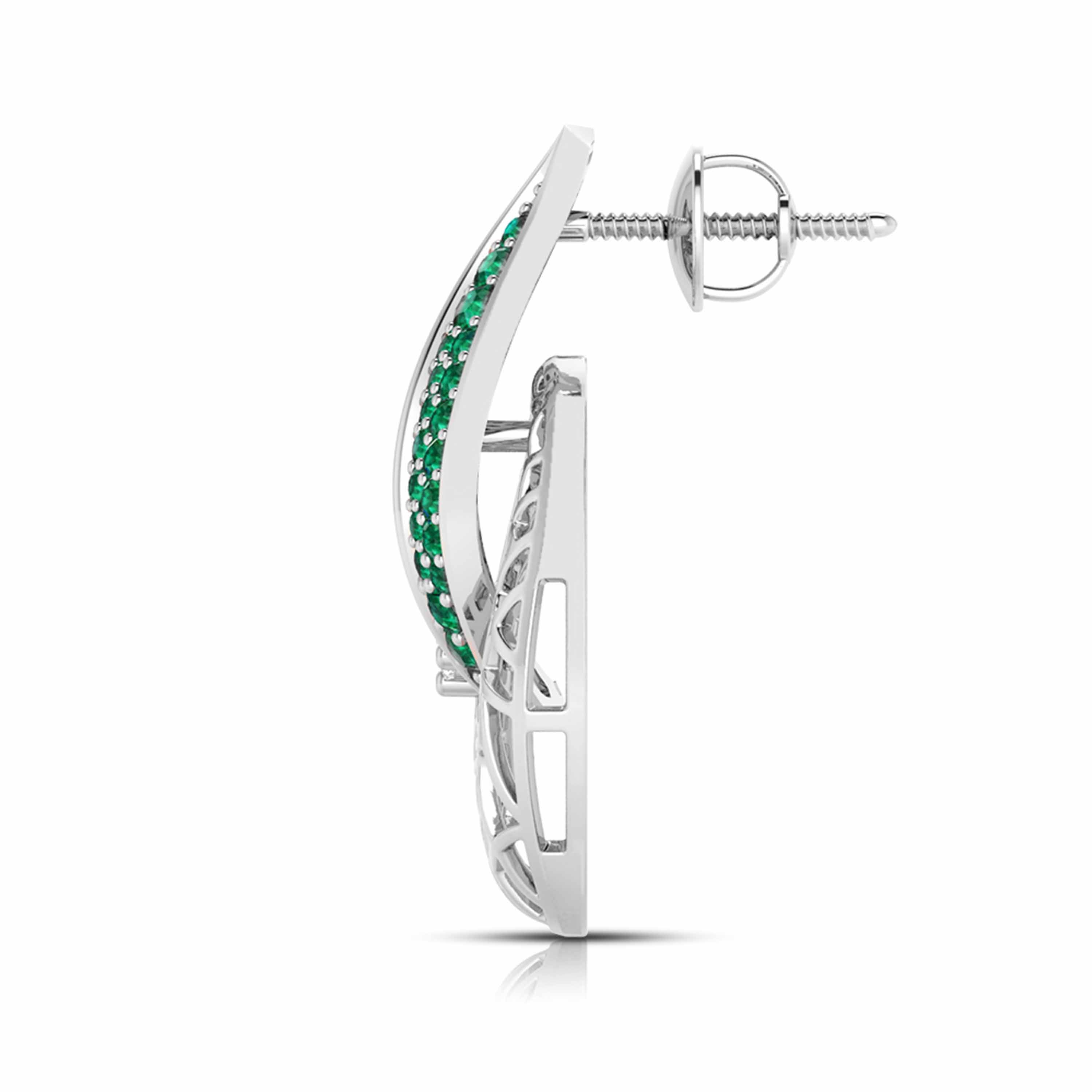 Designer Platinum Diamond Earrings With Emerald for Women JL PT E NL8676   Jewelove.US