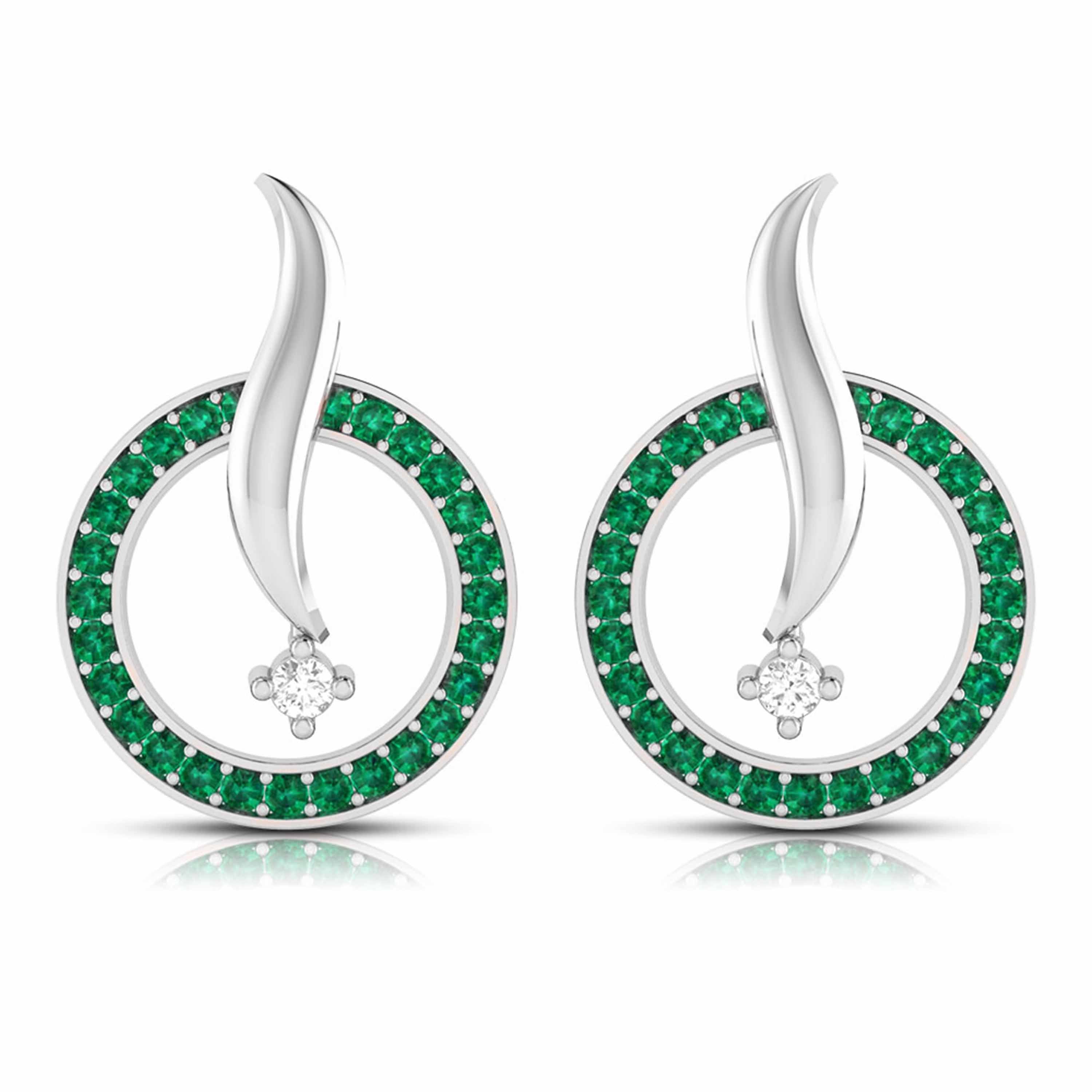 Designer Platinum Diamond Earrings With Emerald for Women JL PT E NL8682