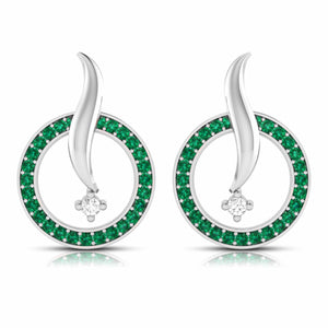Designer Platinum Diamond Earrings With Emerald for Women JL PT E NL8682