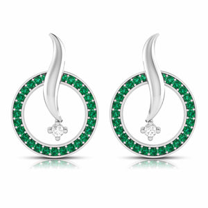 Designer Platinum Diamond Earrings With Emerald for Women JL PT E NL8682