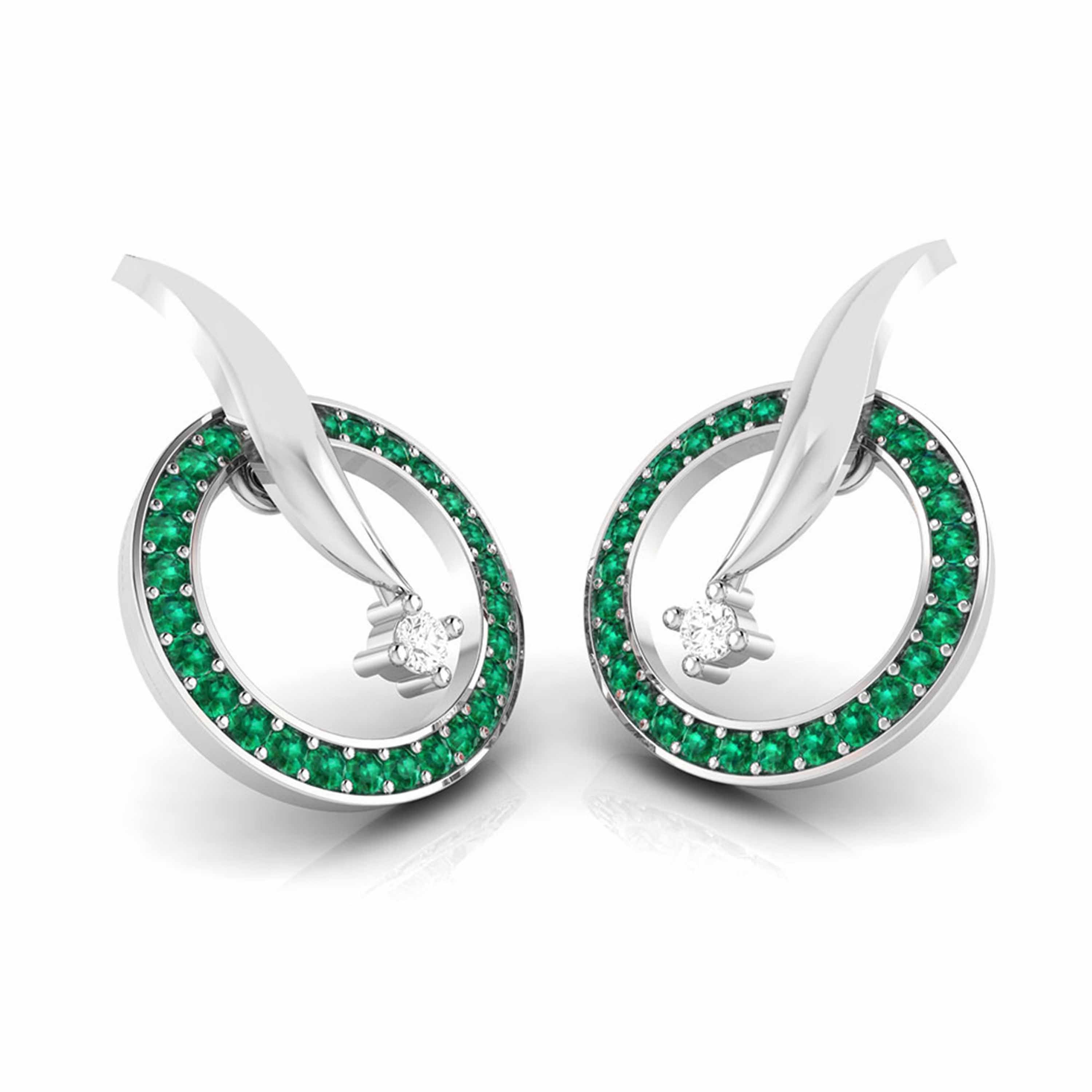 Designer Platinum Diamond Earrings With Emerald for Women JL PT E NL8682