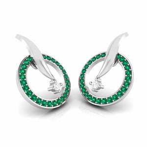 Designer Platinum Diamond Earrings With Emerald for Women JL PT E NL8682
