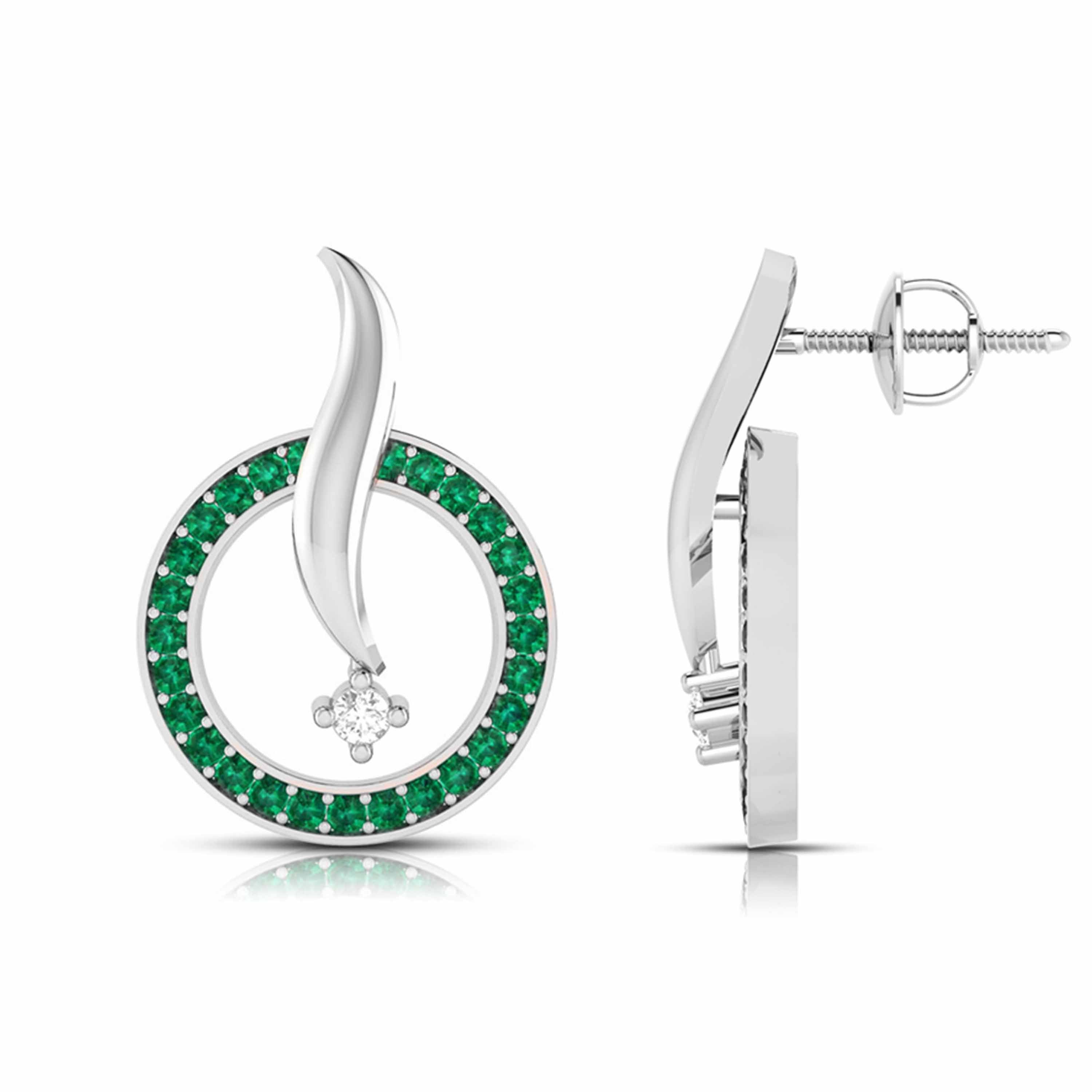 Designer Platinum Diamond Earrings With Emerald for Women JL PT E NL8682