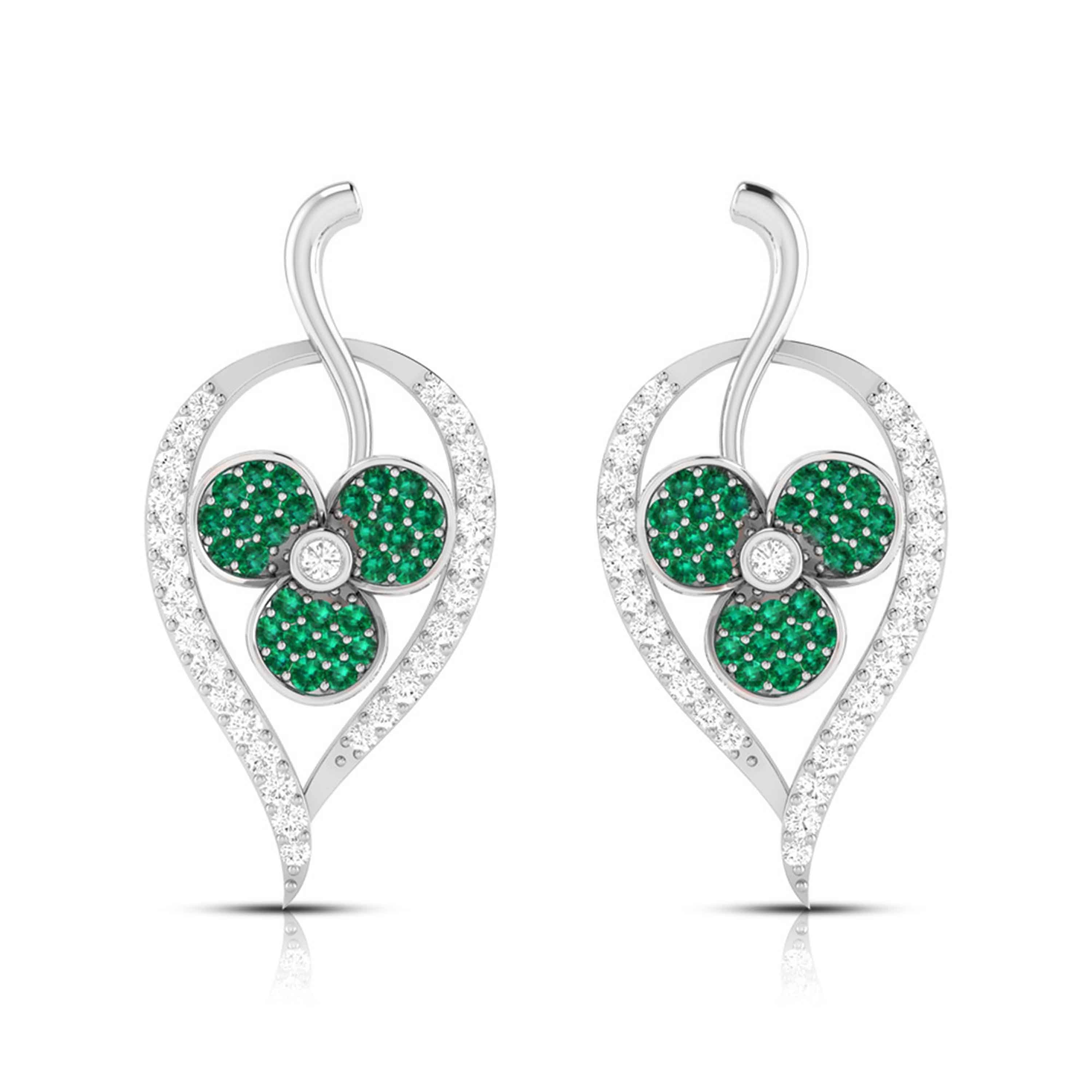 Designer Platinum Diamond Earrings for Women JL PT E NL8579  Green Jewelove.US
