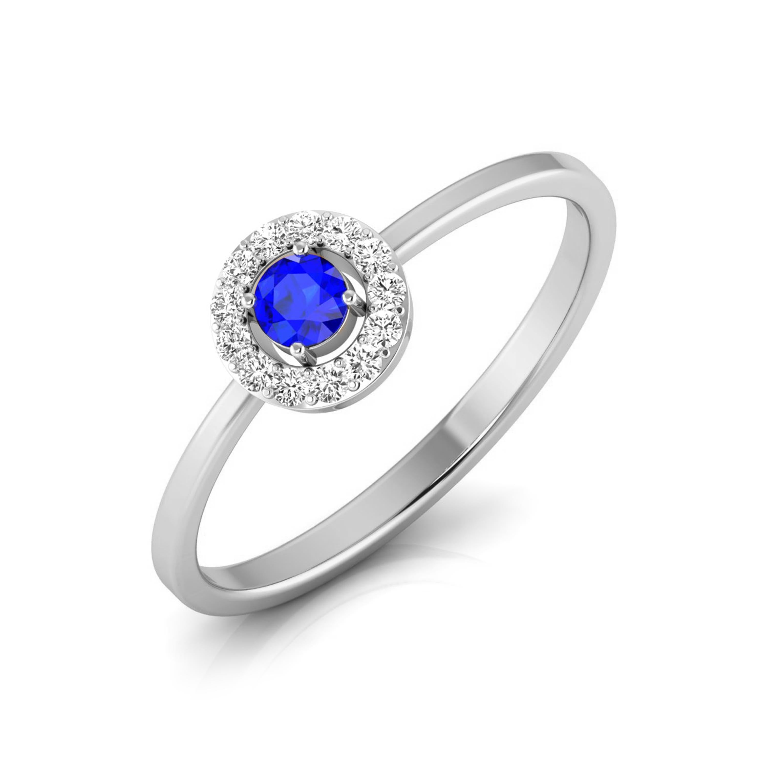 Halo Blue Sapphire Platinum Diamond Engagement Ring JL PT LR 7001   Jewelove