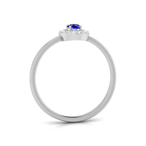 Halo Blue Sapphire Platinum Diamond Engagement Ring JL PT LR 7001   Jewelove