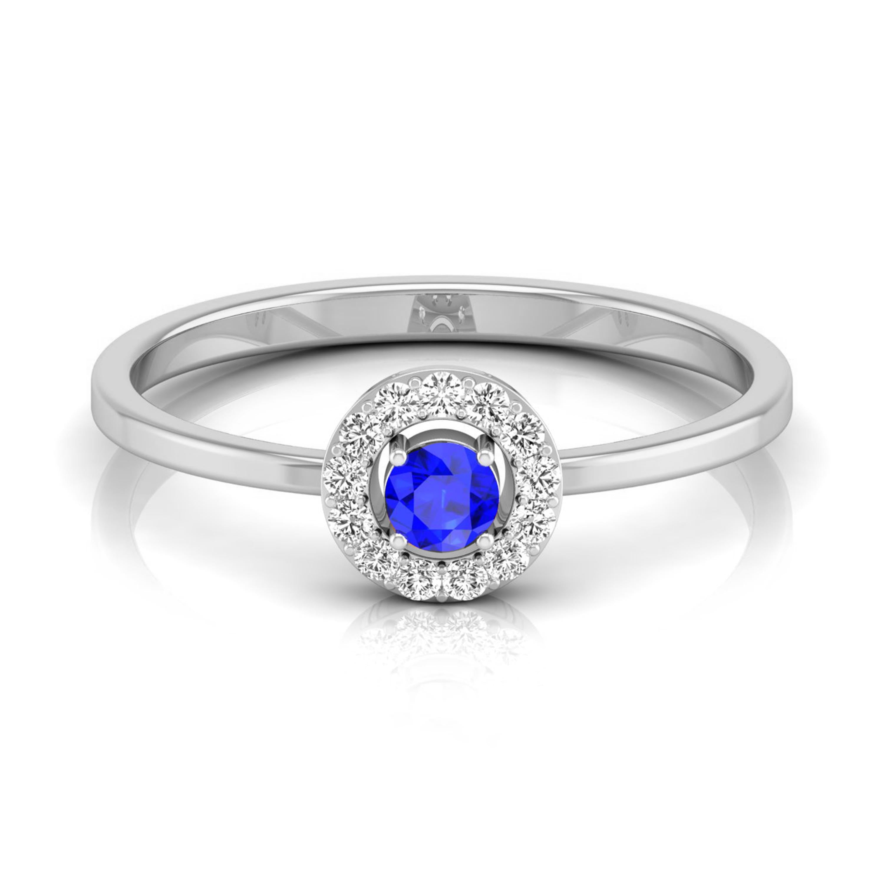 Halo Blue Sapphire Platinum Diamond Engagement Ring JL PT LR 7001   Jewelove