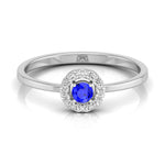 Load image into Gallery viewer, Halo Blue Sapphire Platinum Diamond Engagement Ring JL PT LR 7001
