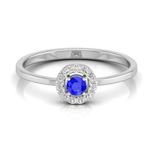 Halo Blue Sapphire Platinum Diamond Engagement Ring JL PT LR 7001   Jewelove