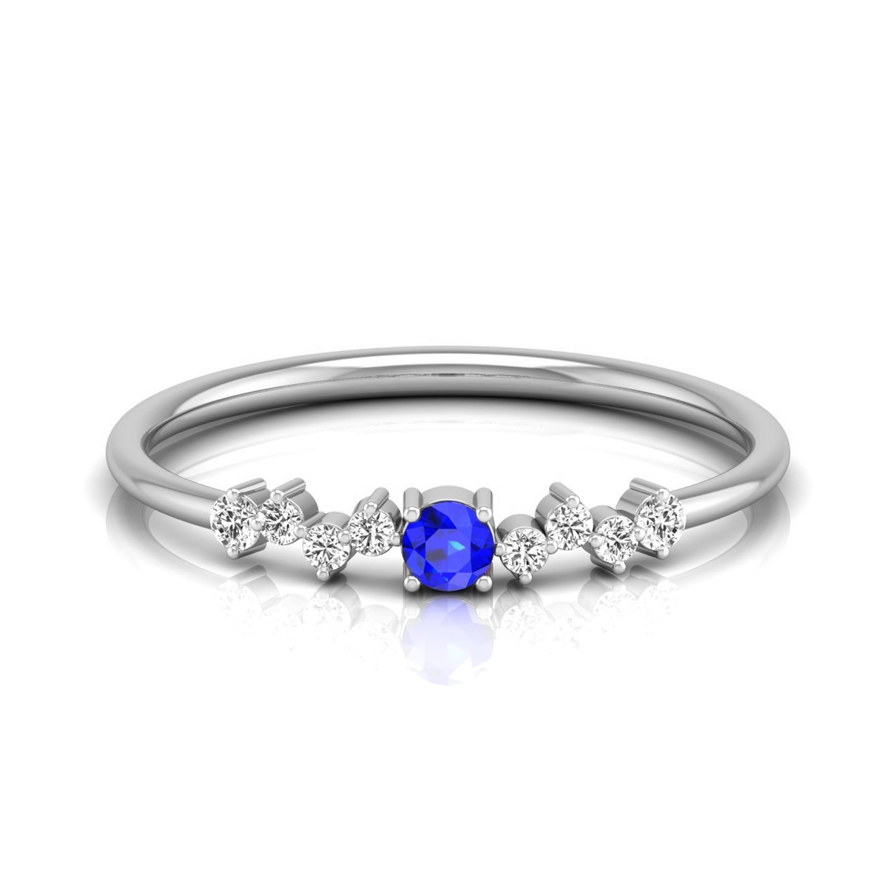 Blue Sapphire Platinum Diamond Engagement Ring JL PT LR 7003   Jewelove