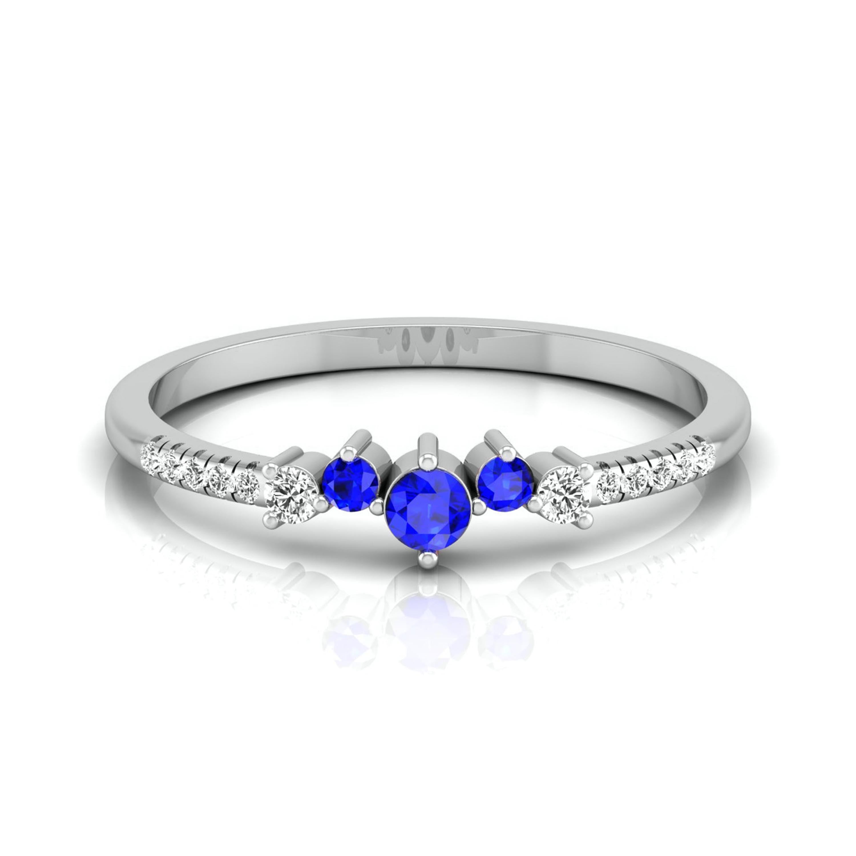 10 Pointer Blue Sapphire Platinum Diamond Engagement Ring JL PT LR 7004   Jewelove