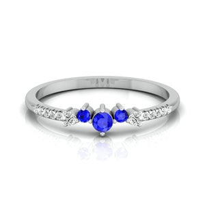 10 Pointer Blue Sapphire Platinum Diamond Engagement Ring JL PT LR 7004