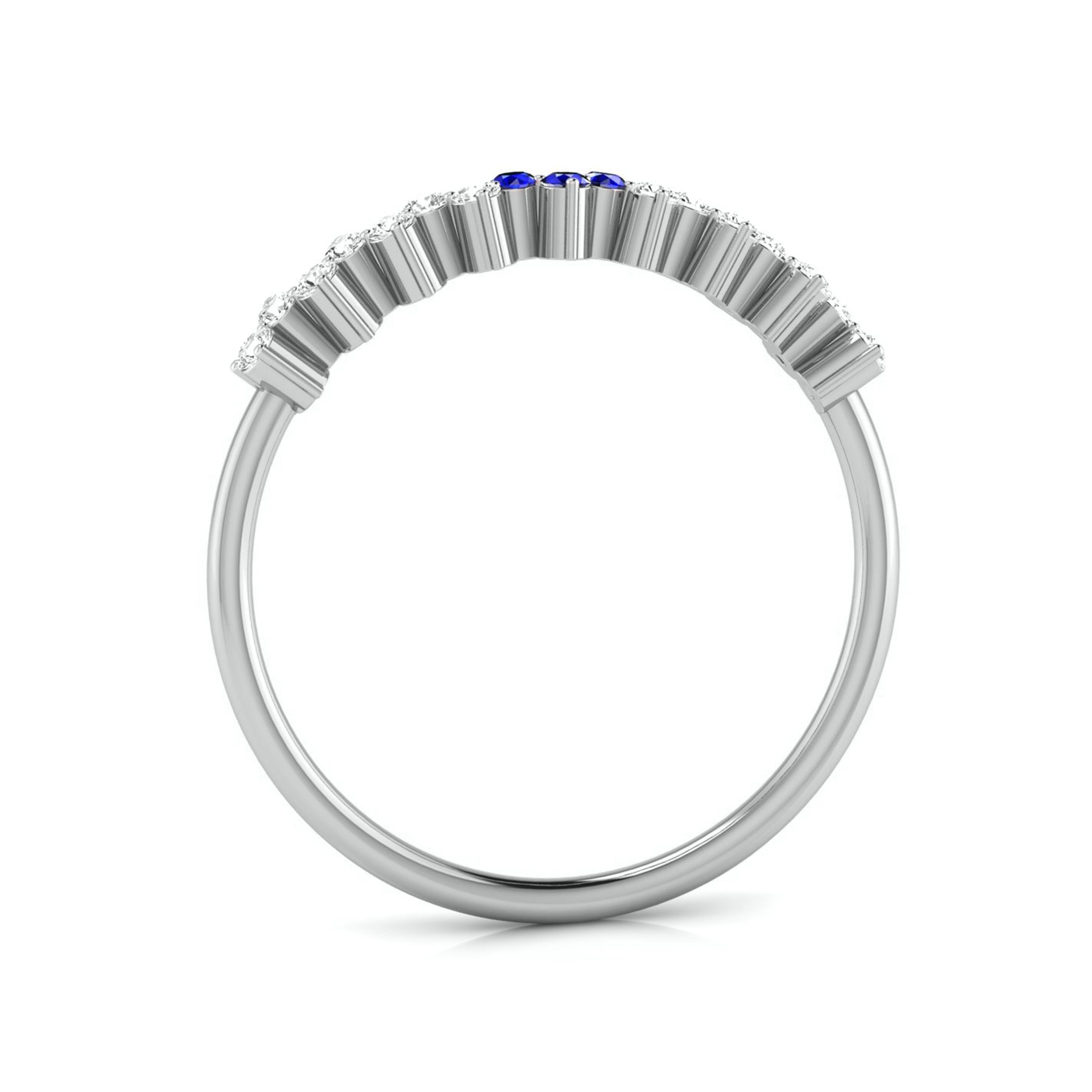 3 Blue Sapphire Platinum Diamond Engagement Ring JL PT LR 7005   Jewelove
