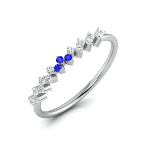3 Blue Sapphire Platinum Diamond Engagement Ring JL PT LR 7005   Jewelove