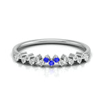 Load image into Gallery viewer, 3 Blue Sapphire Platinum Diamond Engagement Ring JL PT LR 7005   Jewelove
