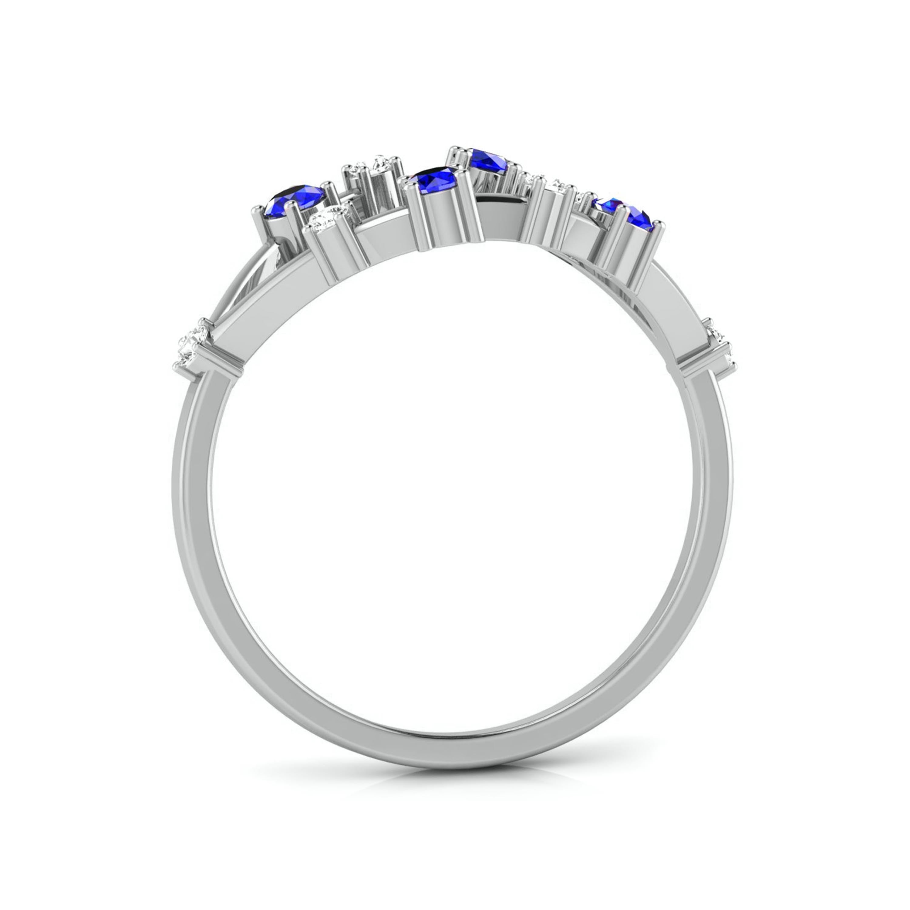 Blue Sapphire Platinum Diamond Engagement Ring JL PT LR 7009