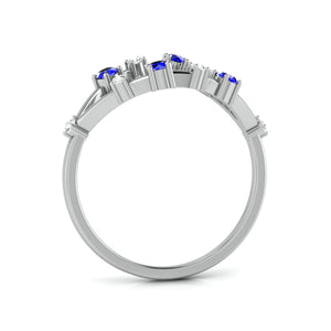 Blue Sapphire Platinum Diamond Engagement Ring JL PT LR 7009