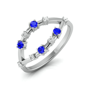 Blue Sapphire Platinum Diamond Engagement Ring JL PT LR 7009  VVS-GH-Women-s-Band-only Jewelove