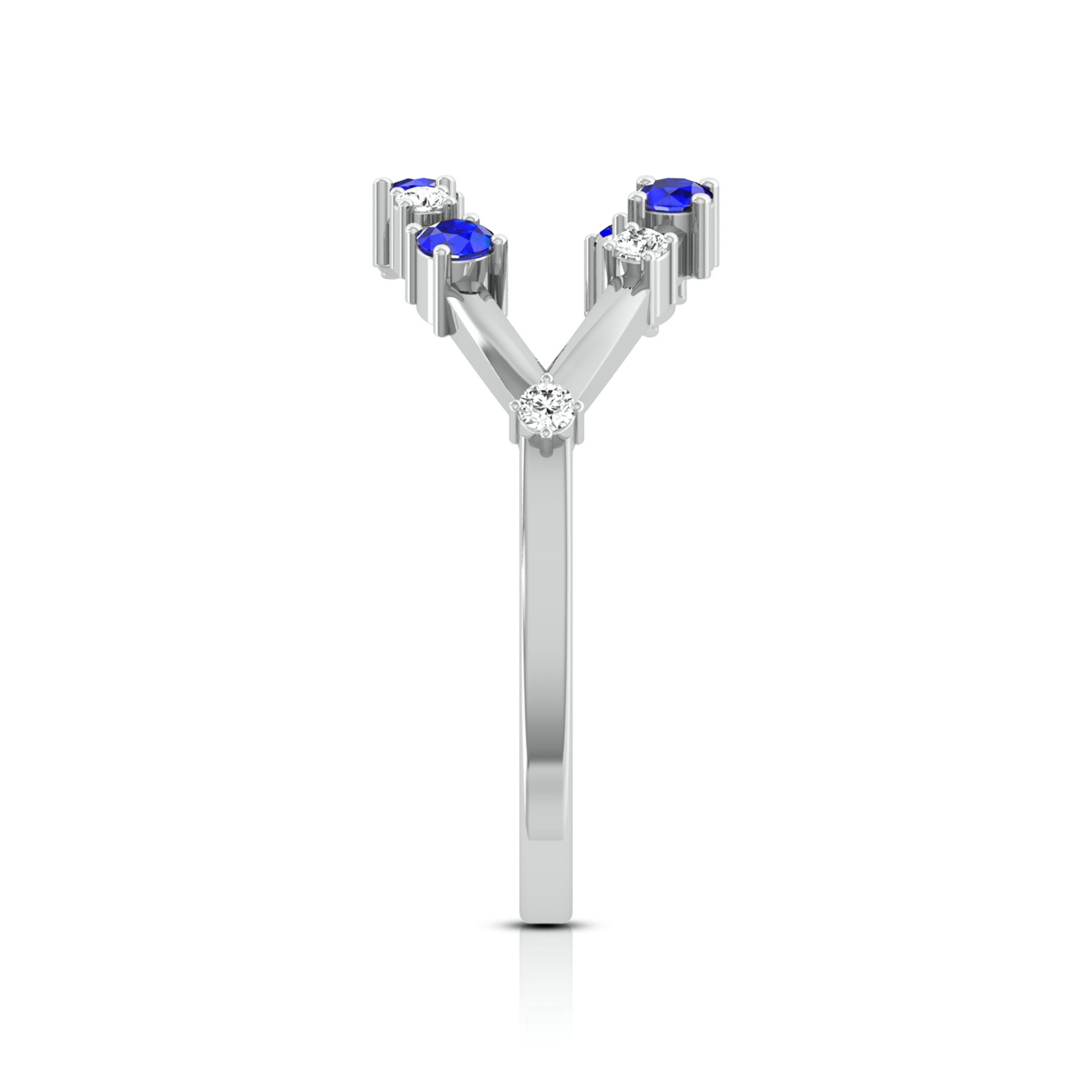 Blue Sapphire Platinum Diamond Engagement Ring JL PT LR 7009